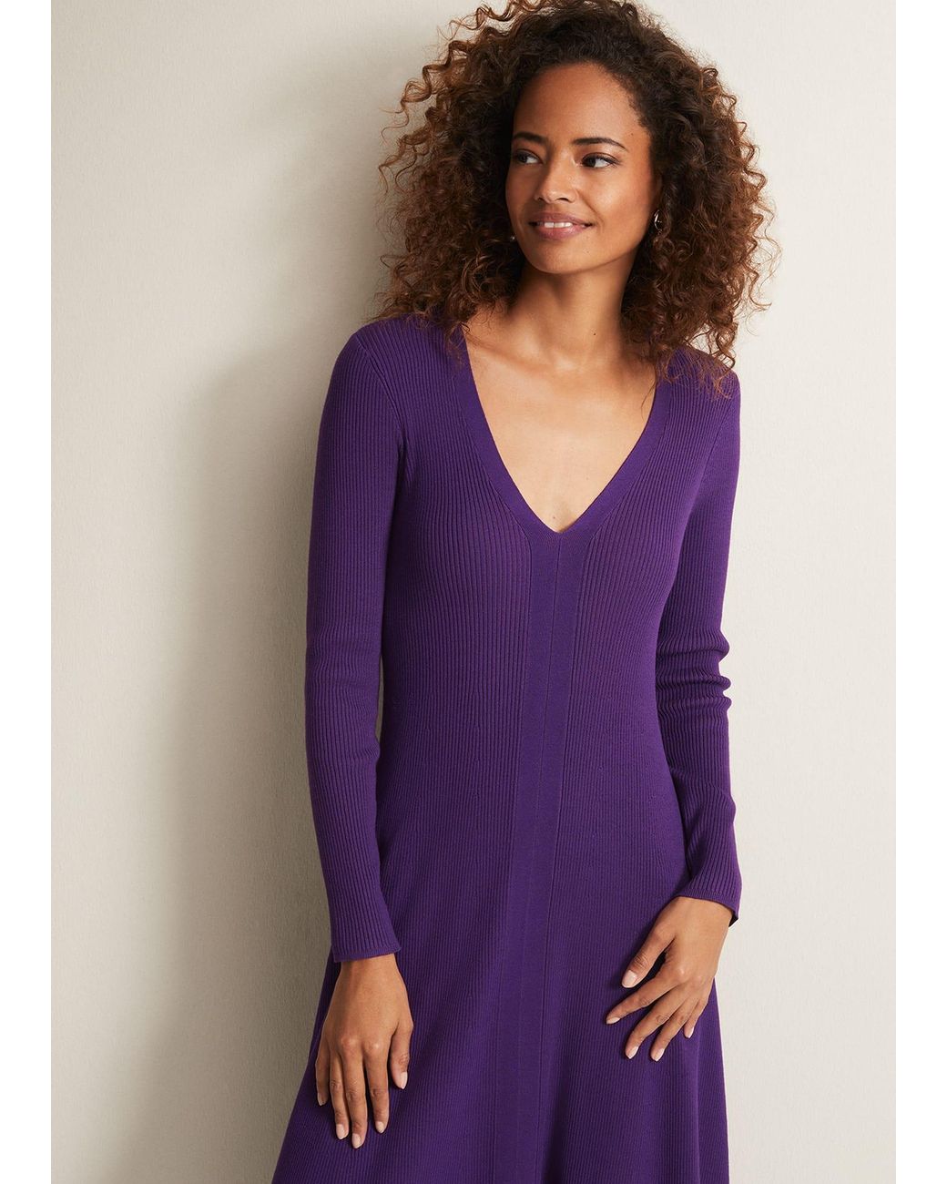 Mauve fit and flare dress online