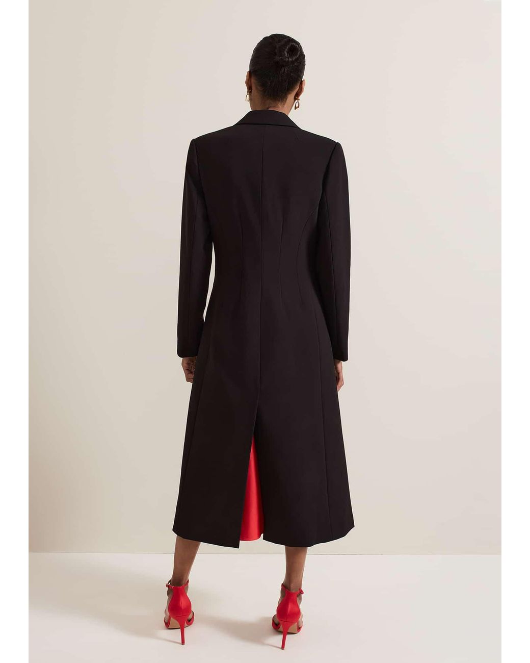Phase Eight Black Maya Fitted Crepe Coat