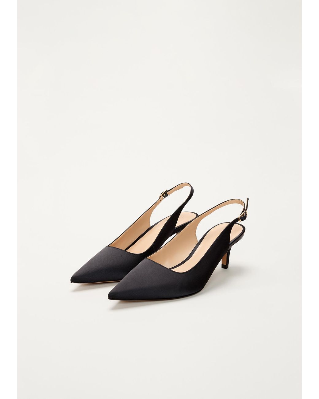 Phase Eight White Satin Slingback Heeled Shoes