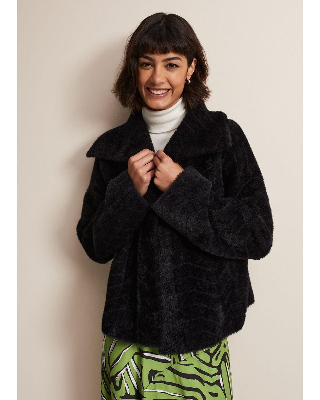 Phase Eight Black Lucy Faux Fur Jacket