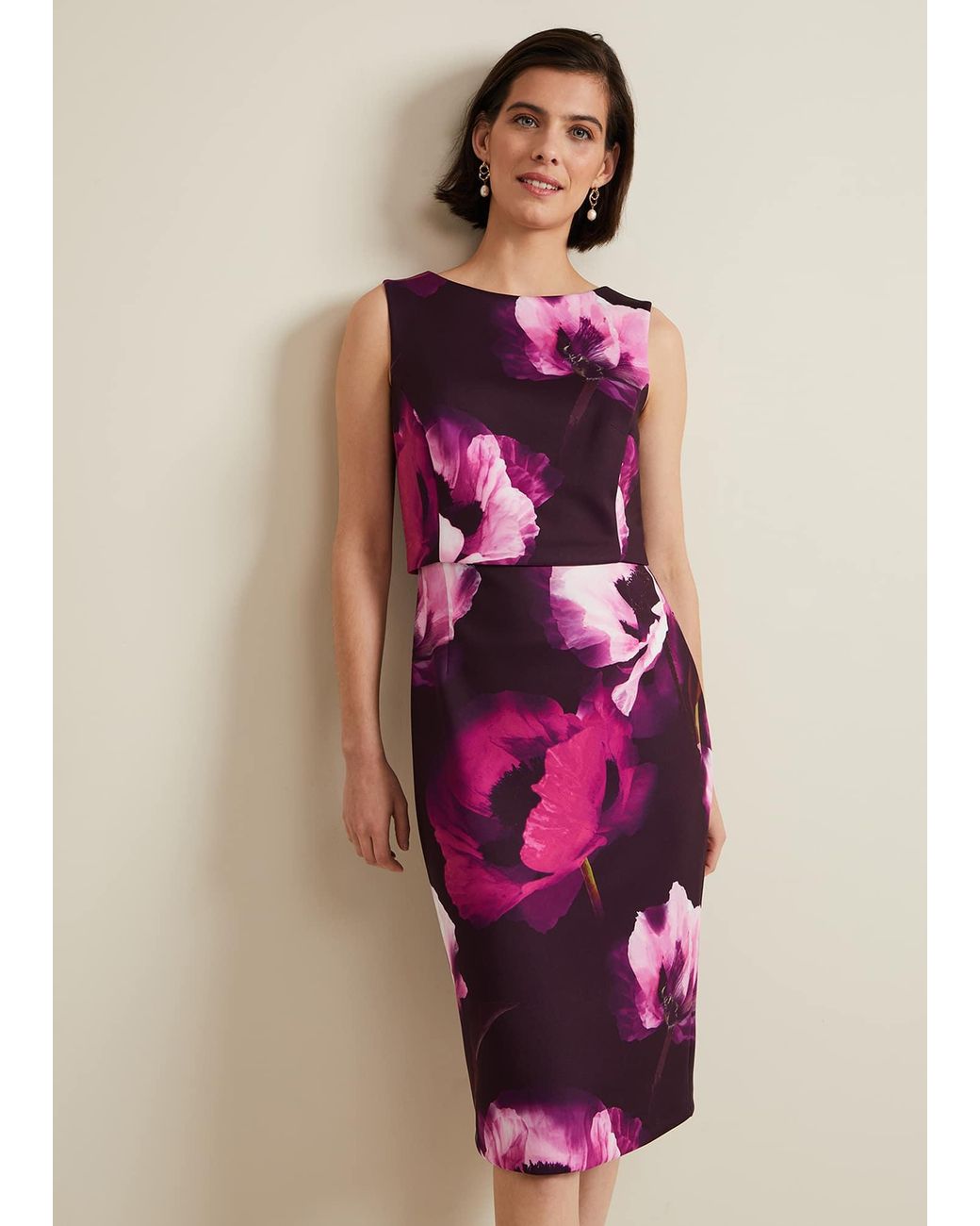 Phase Eight Pink Christie Printed Scuba Midi Dress