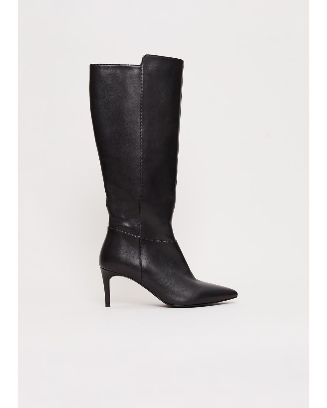 Phase Eight Black Leather Knee High Heeled Boot