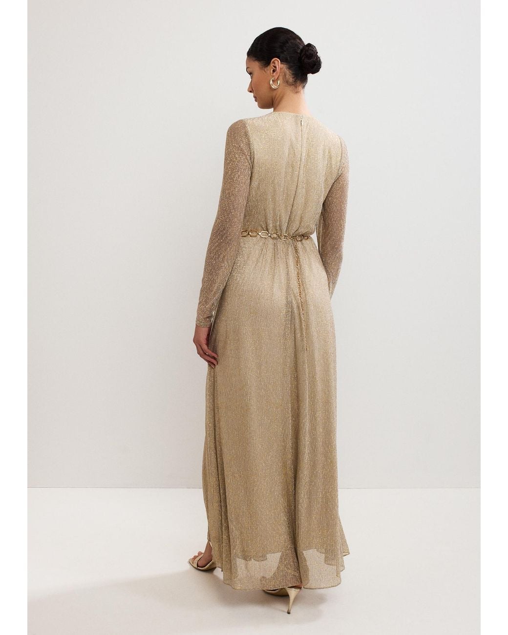 Phase Eight Natural Masie Metallic Jersey Maxi Dress