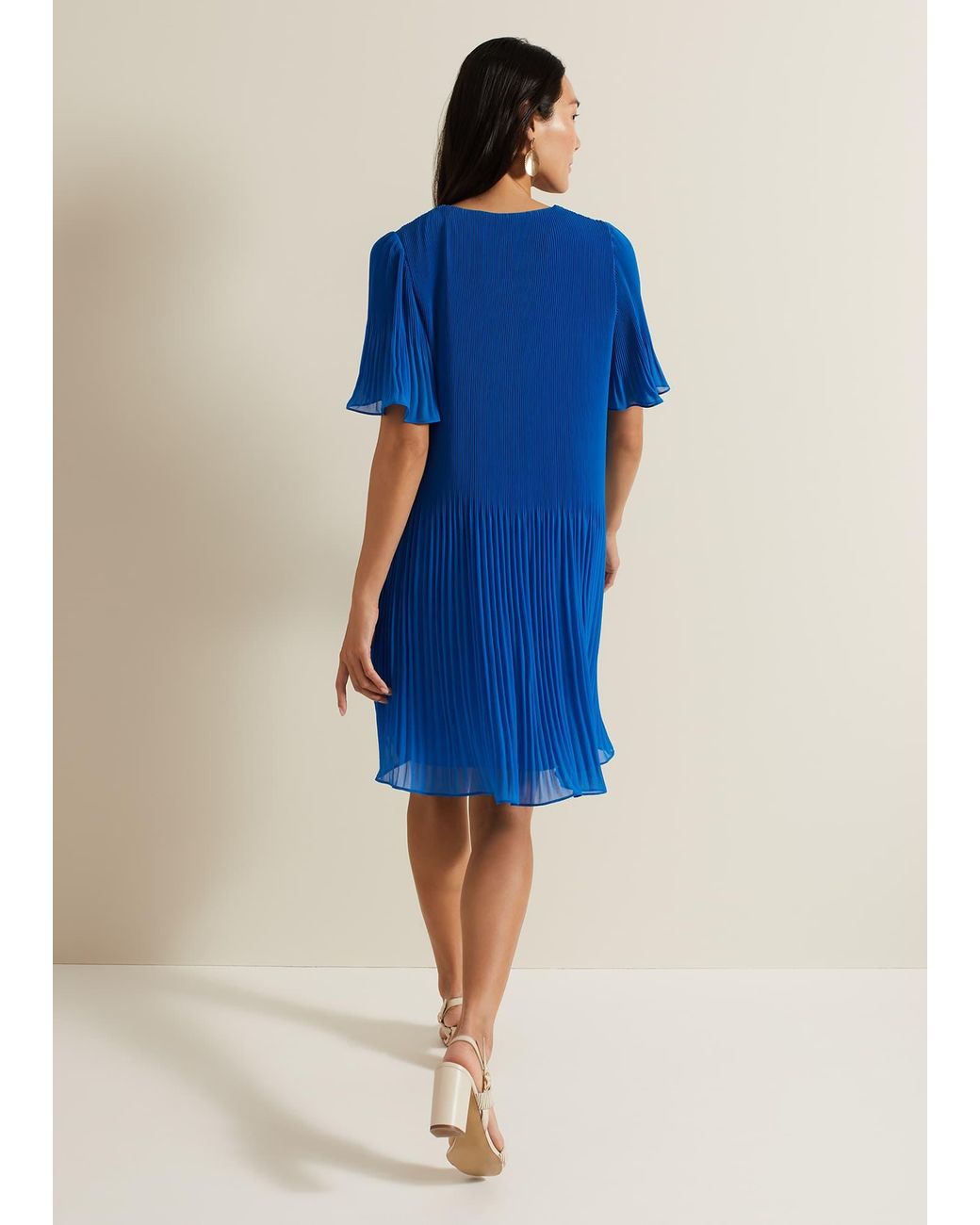 Phase Eight Blue Annabel Pleated Dress