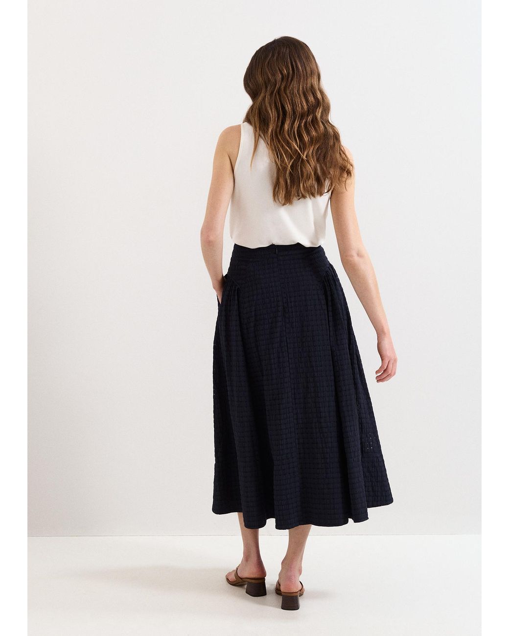 Phase Eight White Carey Check A Line Skirt