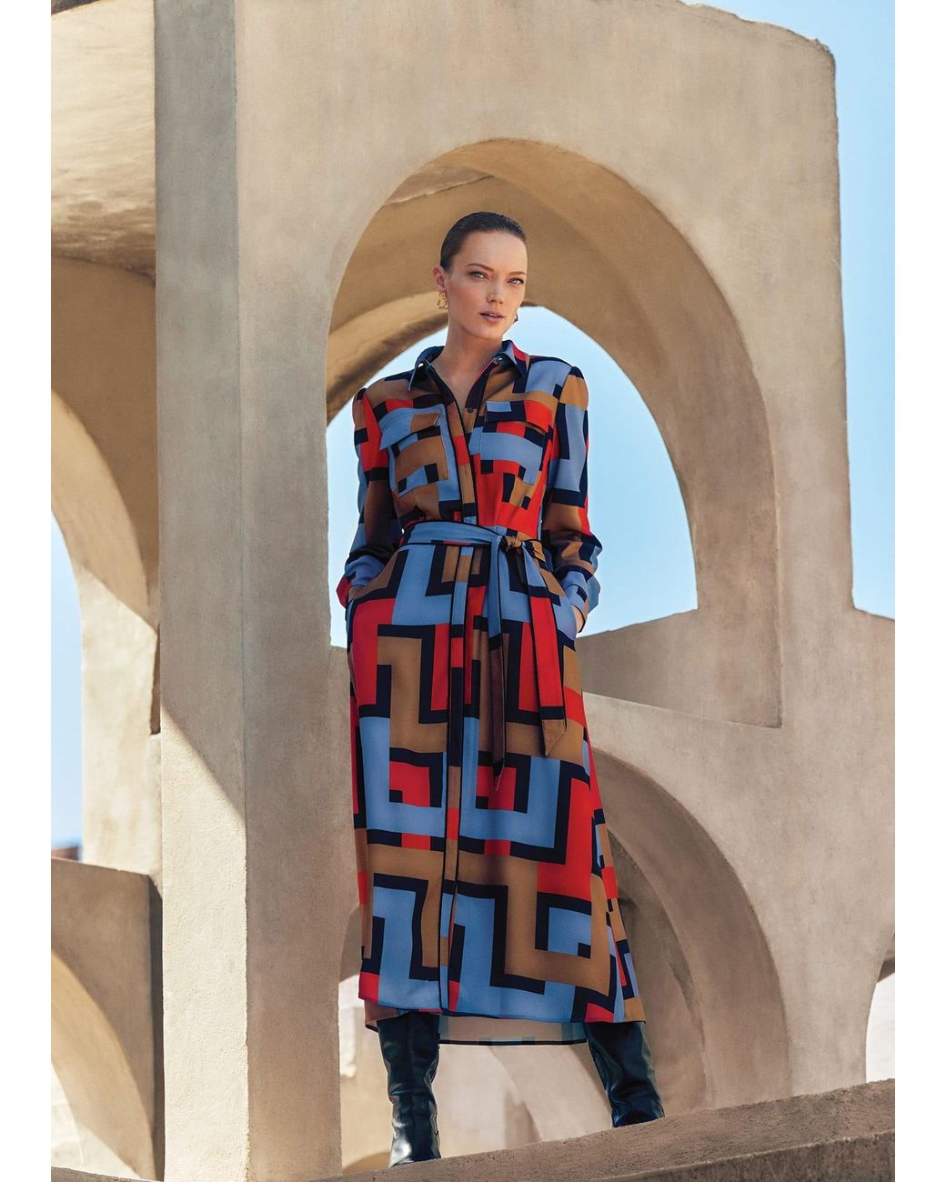 Phase Eight Blue Amita Geo Shirt Dress