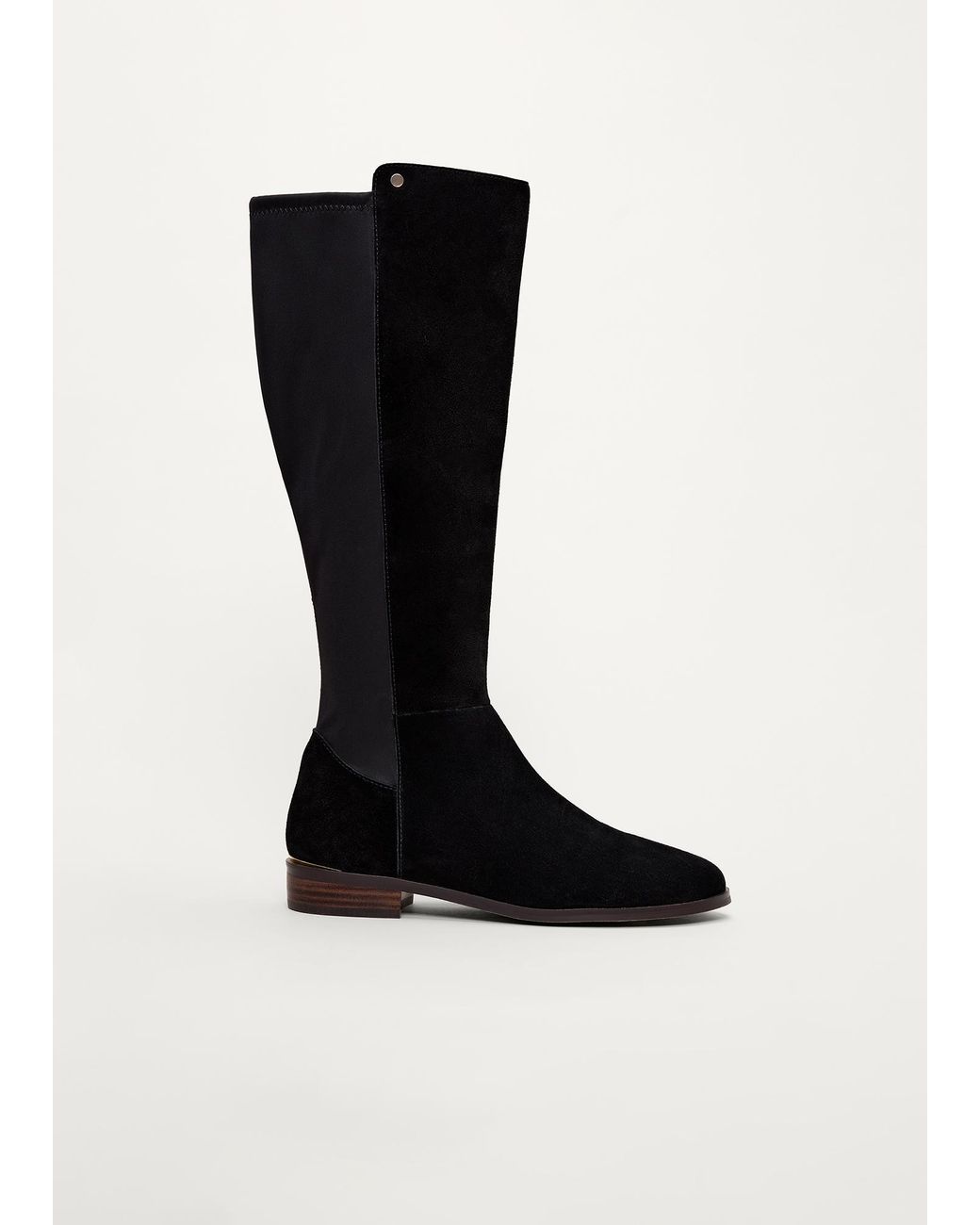 Phase Eight Black Leather Flat Knee High Boots