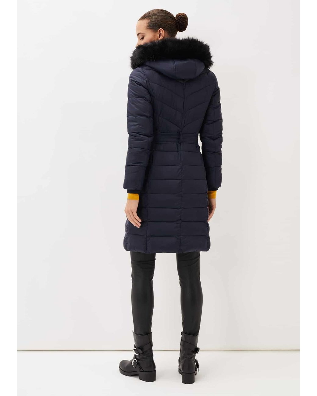 Phase Eight Blue Synthia High Shine Puffer Coat