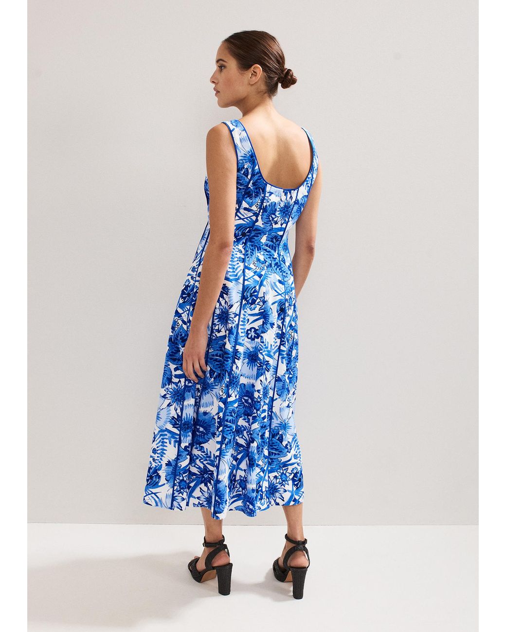 Phase Eight Blue Goldie Printed Midi Dress