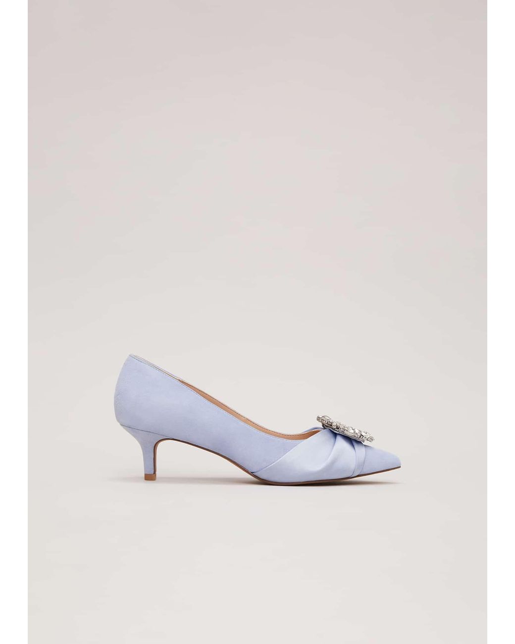 Phase Eight White Embellished Kitten Heel Shoes
