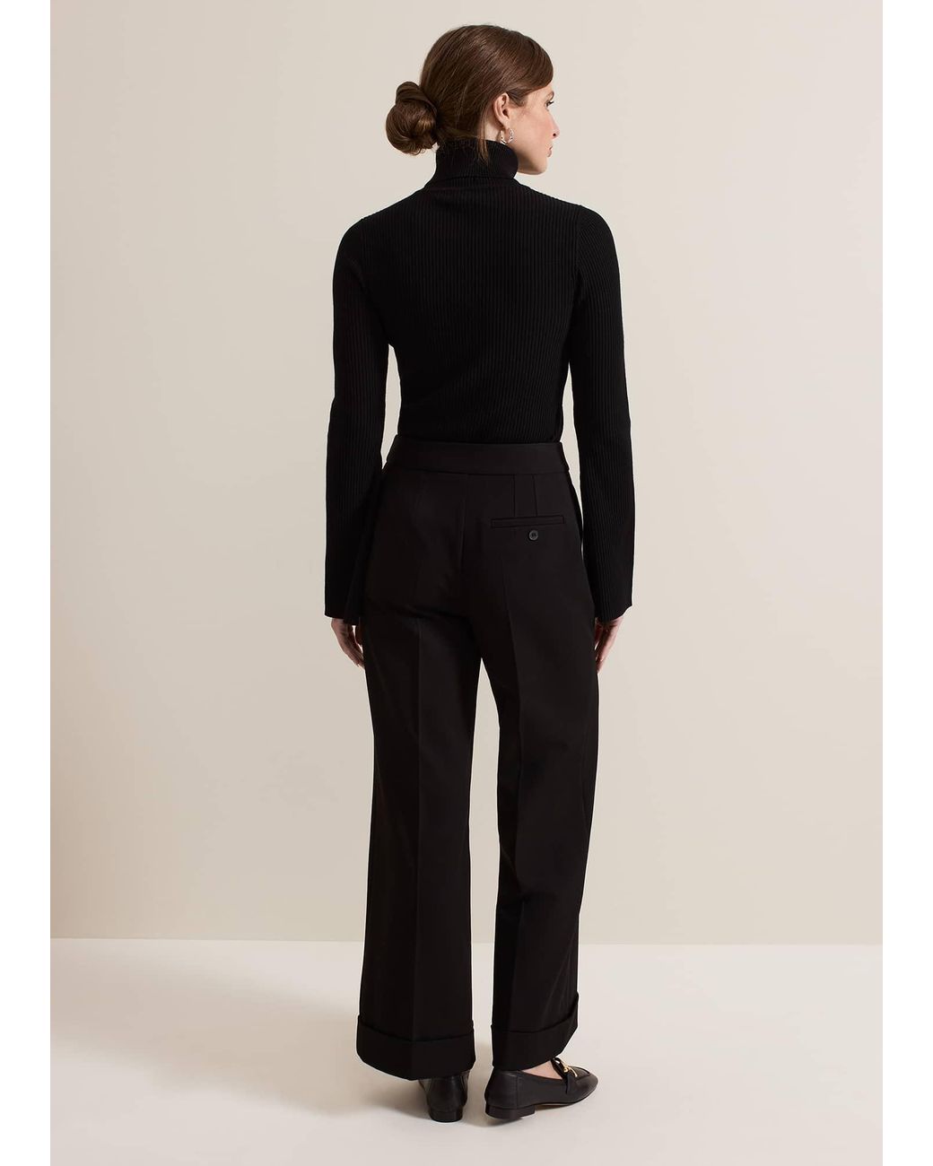 Phase Eight Black Petite Trixie Turn Up Hem Trouser