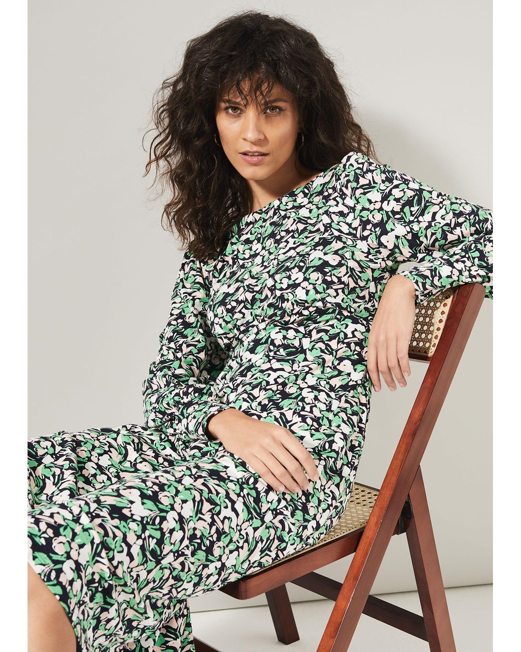 Phase Eight Green Sonia Smudge Print Jersey Dress