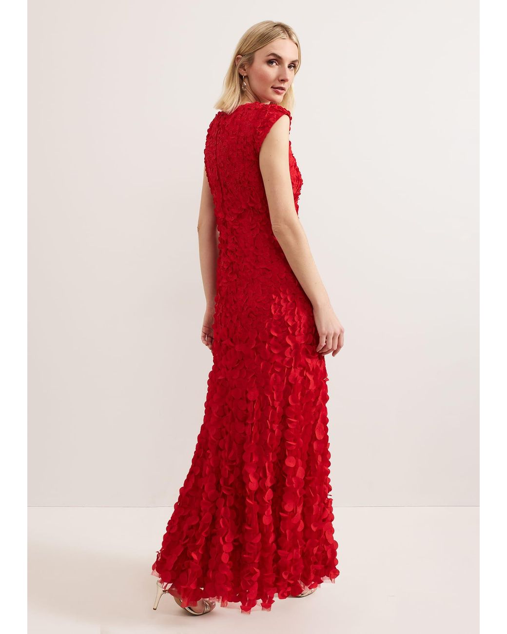 Phase Eight Red Charlene Ruffle Maxi Dress