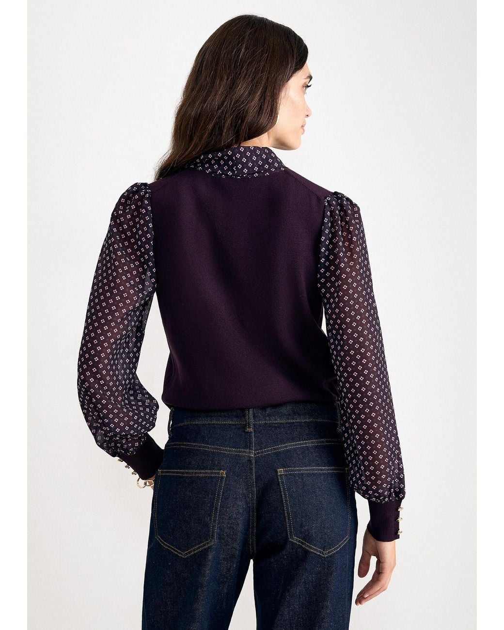 Phase Eight Blue Ellen Geo Print Knitted Top