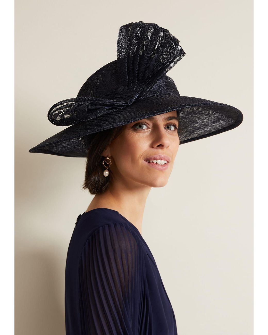 Phase Eight Blue Pleat Bow Hat