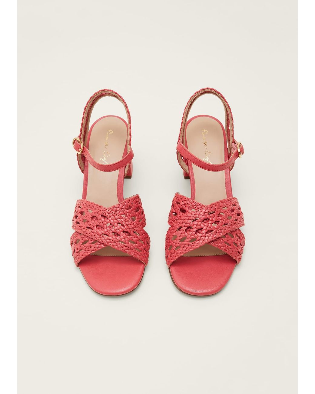 Phase Eight Pink Weave Heeled Sandal