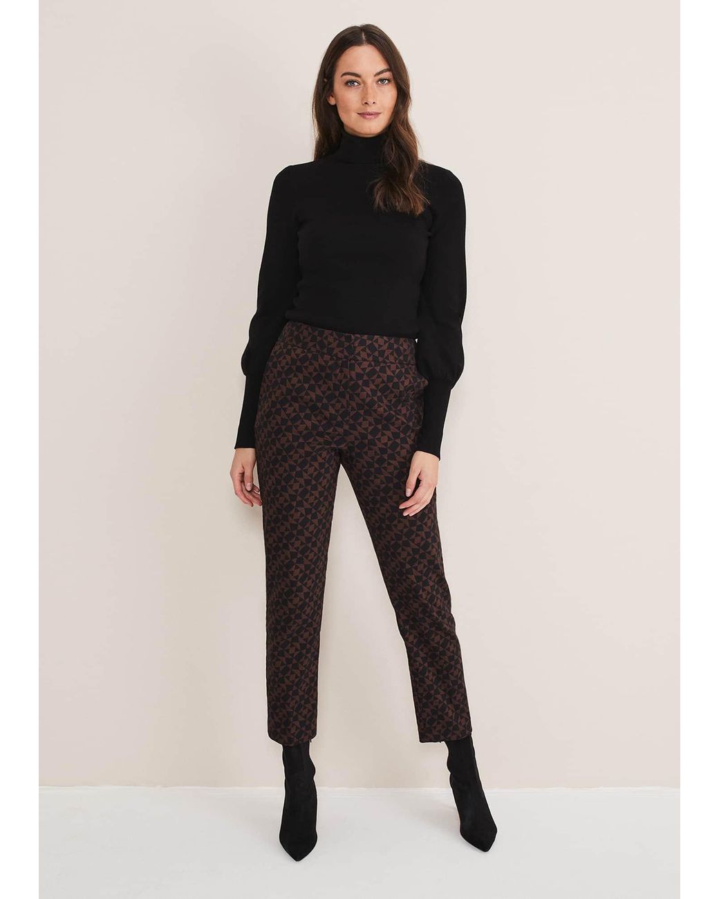 Phase Eight Black Mackenzie Geo Jacquard Tapered Trouser