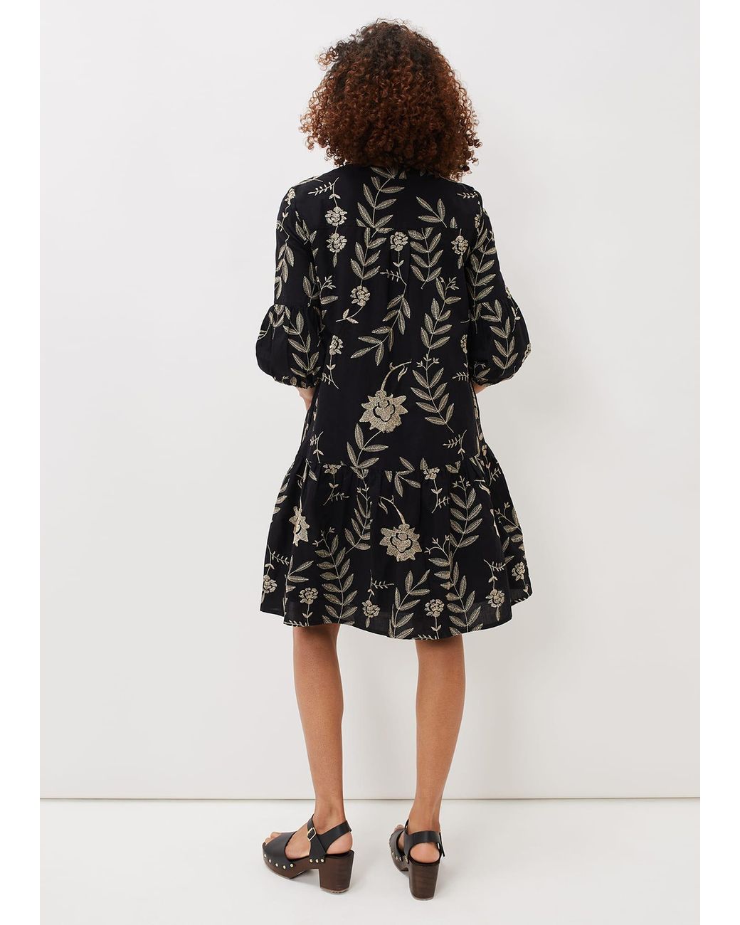 Phase Eight Black Gina Embroidered Dress