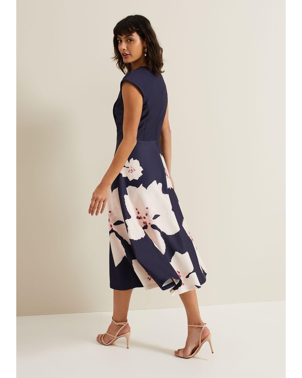 Phase Eight Blue Rakhi Scuba Fit And Flare Midi Dress