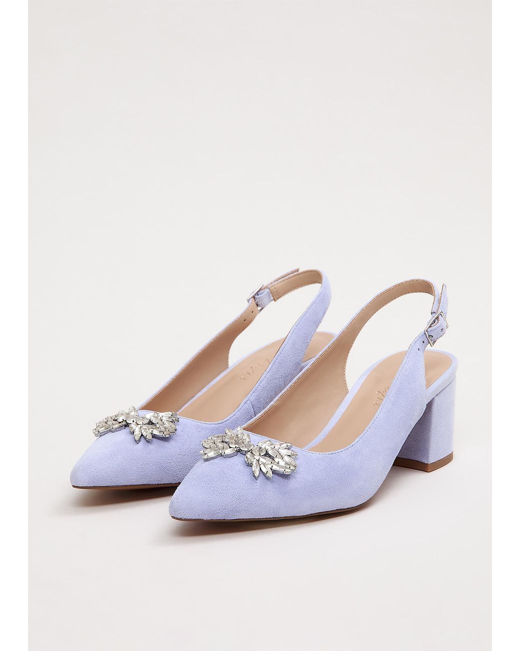 Phase Eight Blue Sparkle Slingback Block Heel Shoes