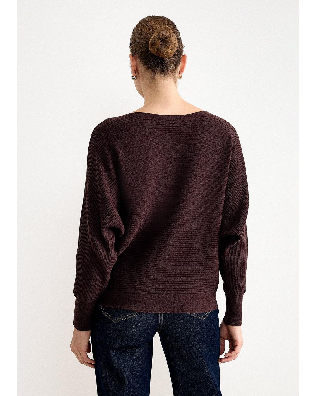 Phase Eight Black Tia Long Sleeve Ribbed Batwing Jumper