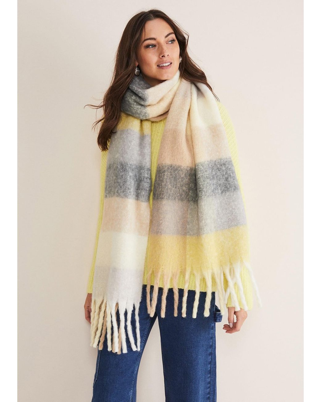 Phase Eight Blue Soft Stripe Scarf