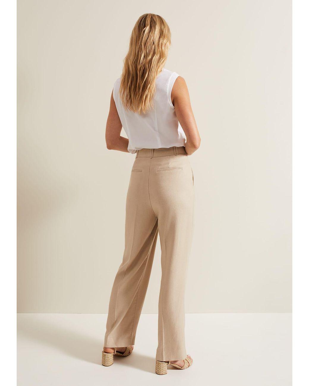 Phase Eight Natural Addison Pleat Front Trousers