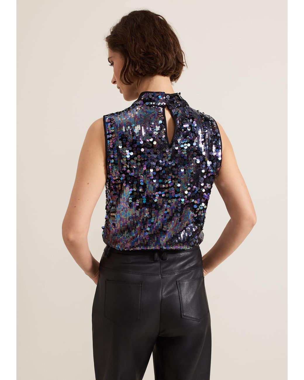 Phase Eight Blue Tasha Sequin Top