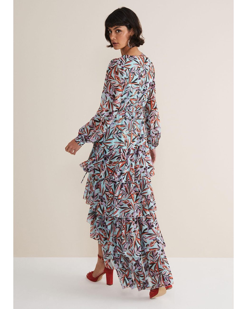 Phase Eight Multicolor Jada Leaf Print Tiered Maxi Dress