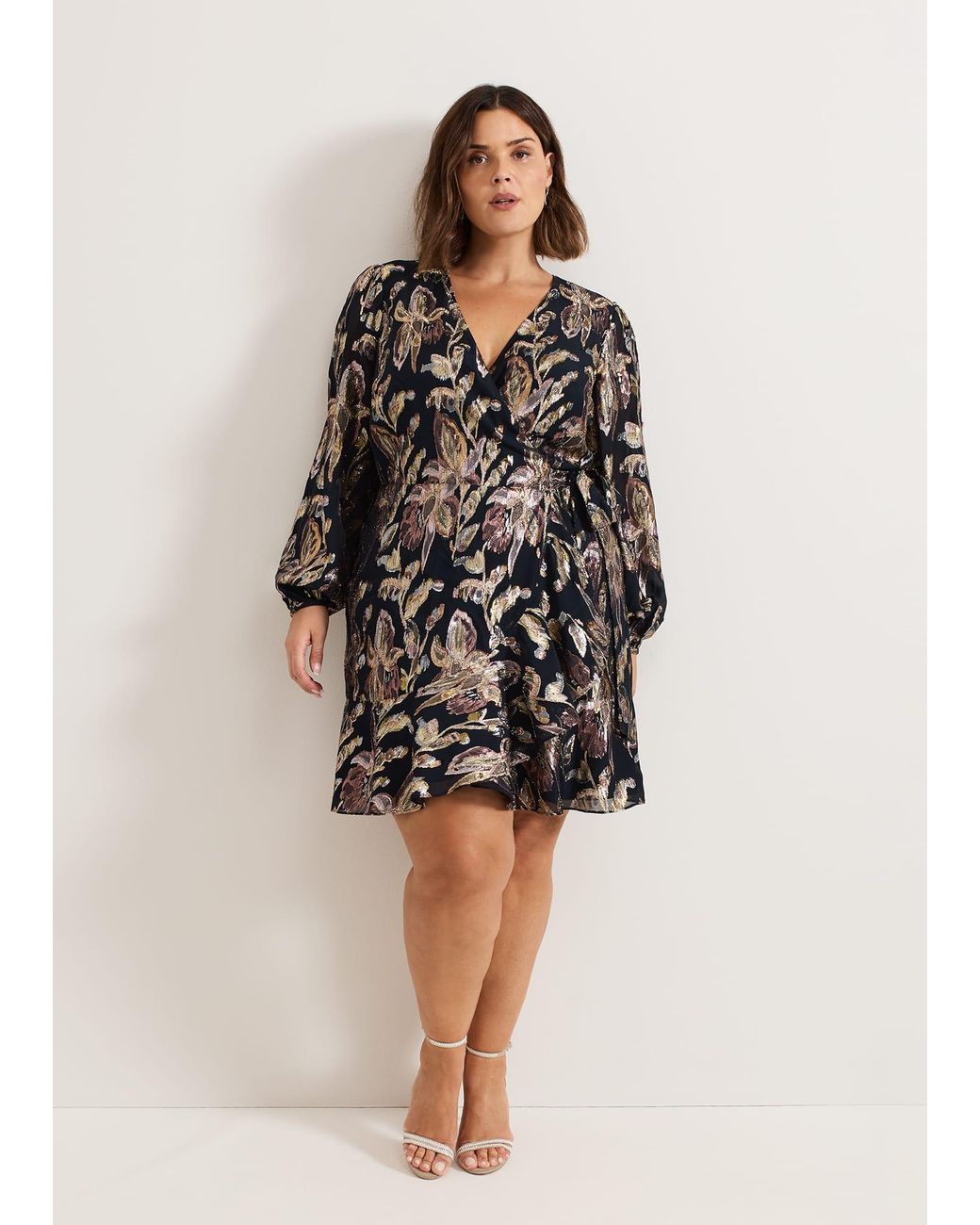 Phase Eight Blue Amelia Foil Wrap Dress