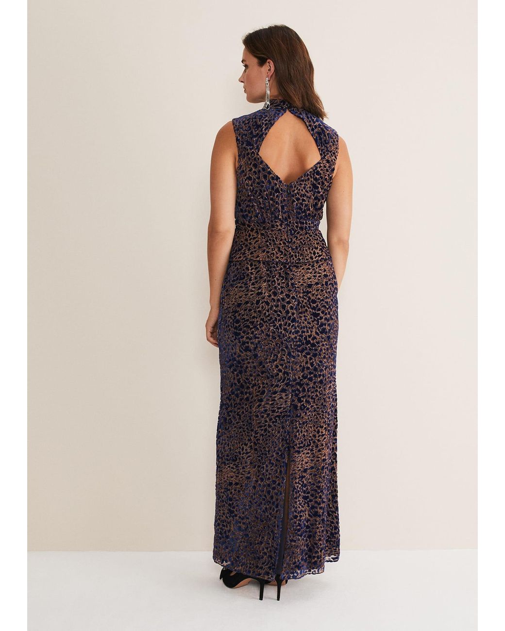 Phase Eight Natural Catalina Leopard Velvet Maxi Dress