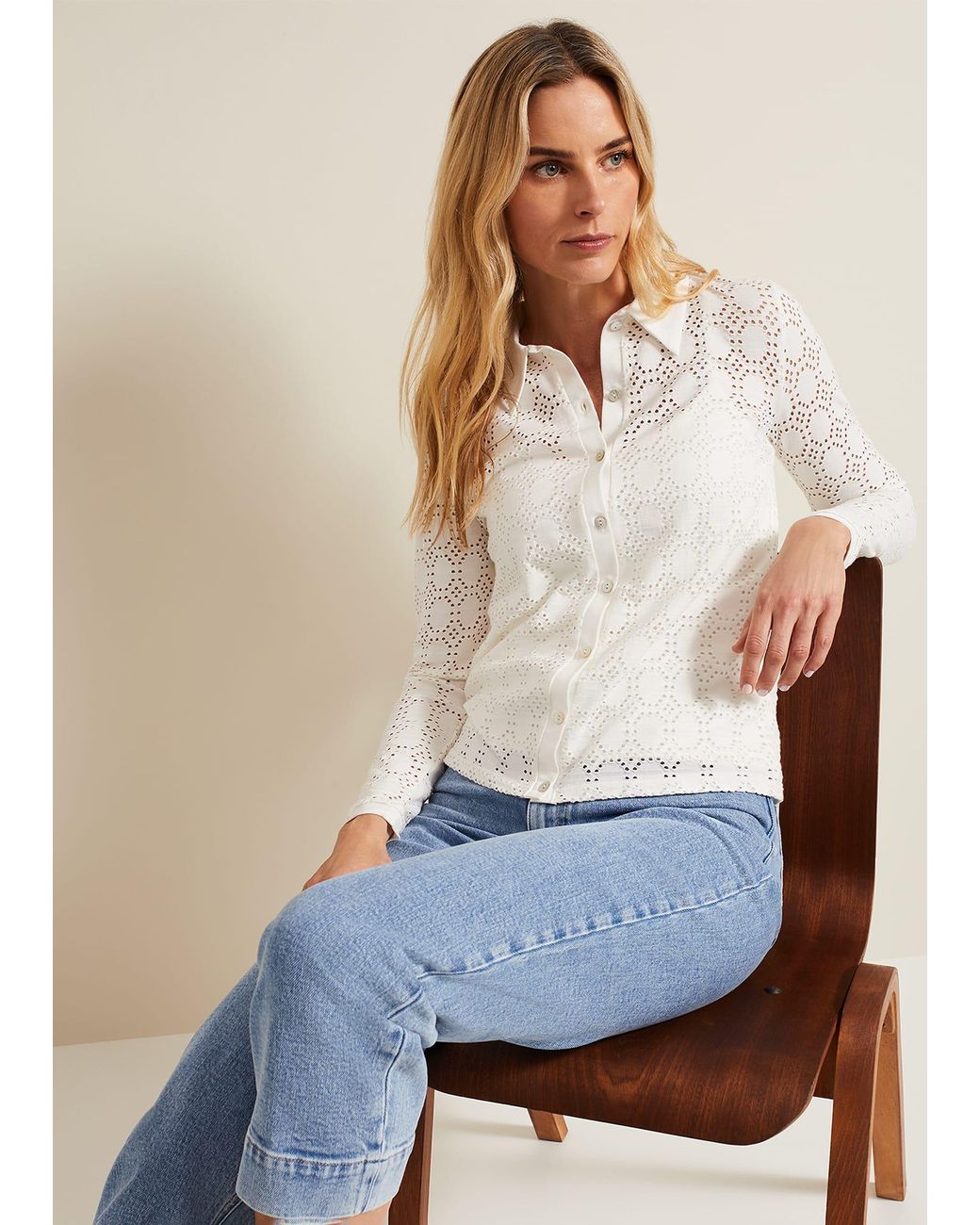 Phase Eight White Vida Textured Shirt