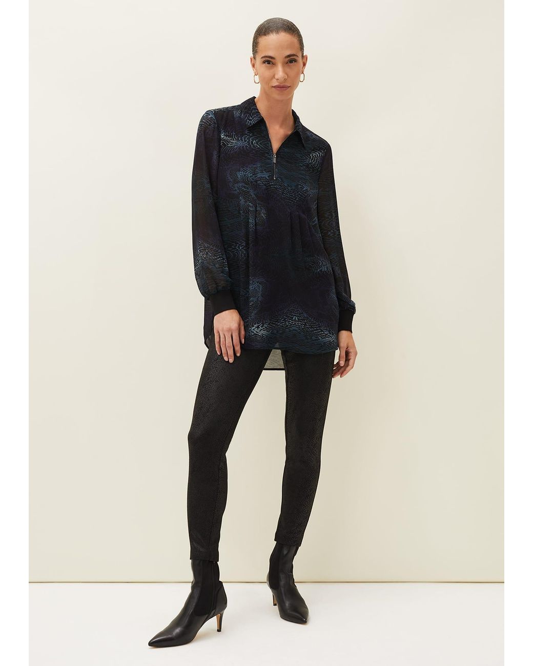 Phase Eight Black Erica Snake Skin Leggings