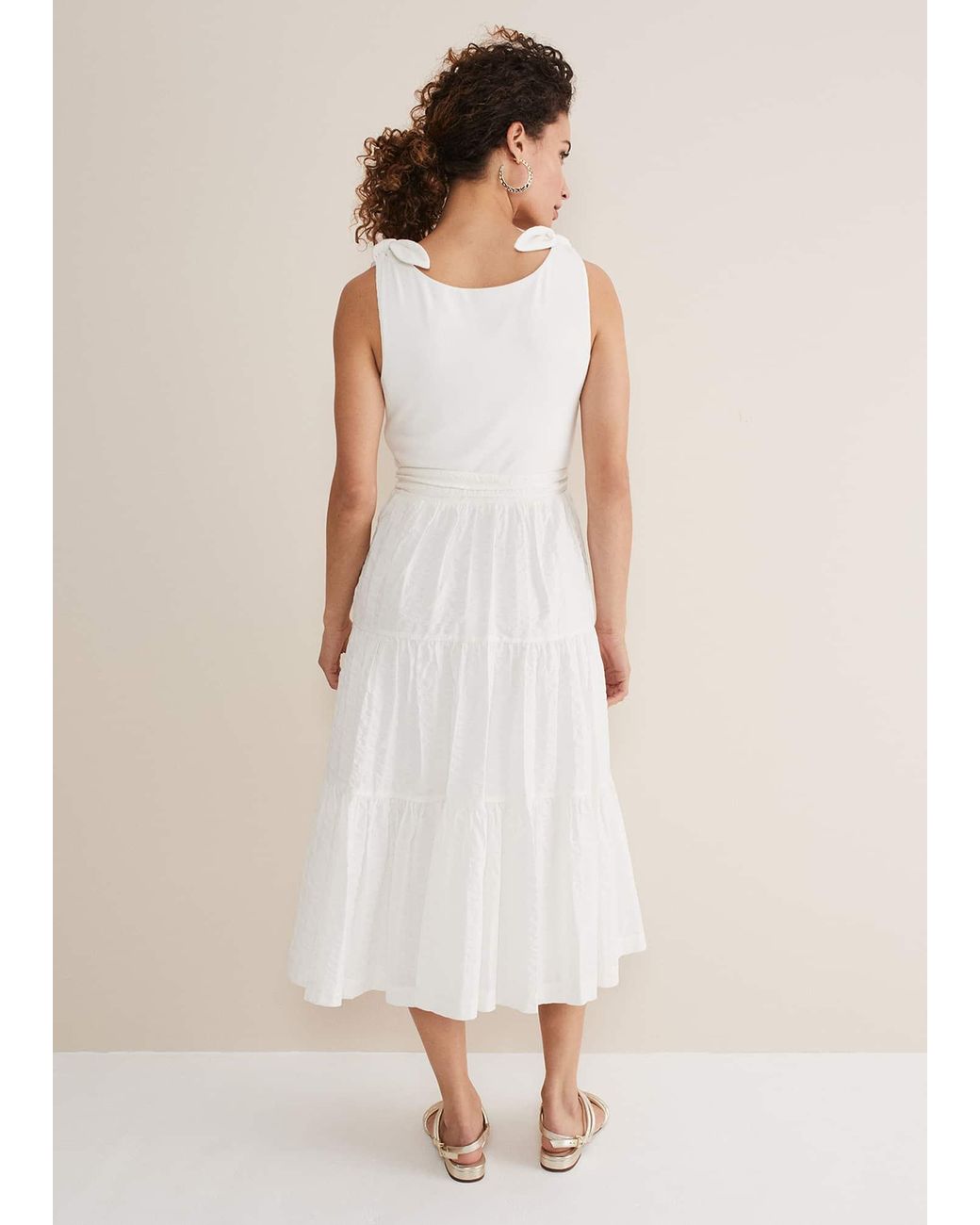 Phase Eight Natural Jennie Strappy Tiered Dress