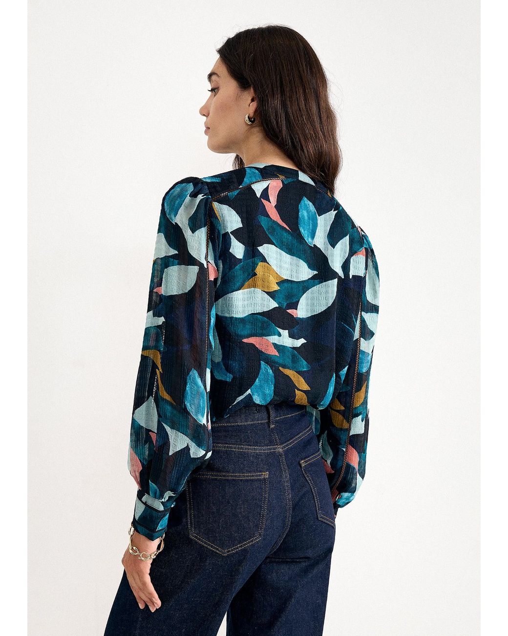 Phase Eight Blue Lyla Abstract Petal Print Blouse
