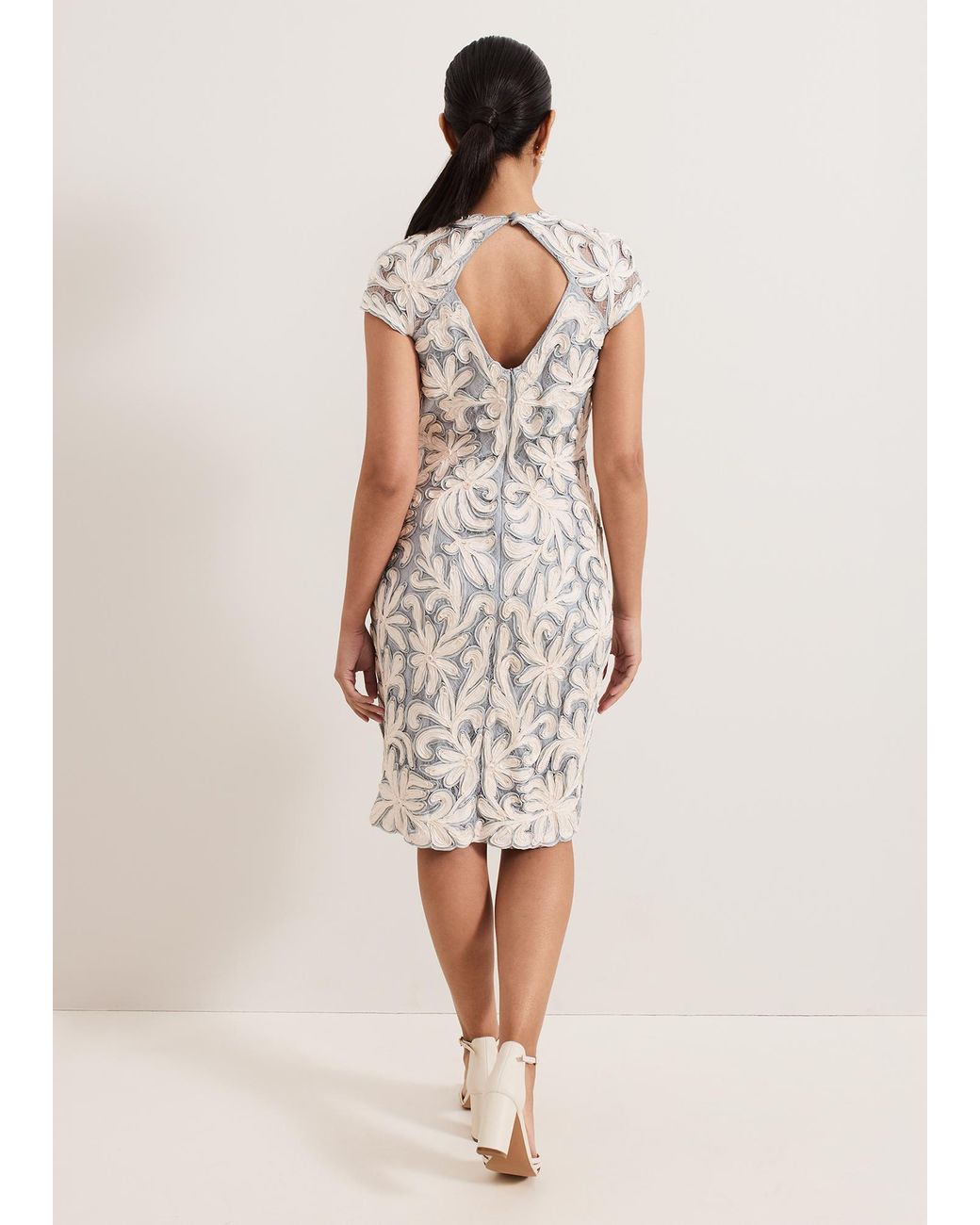 Phase Eight Natural Petite Karima Tapework Midi Dress