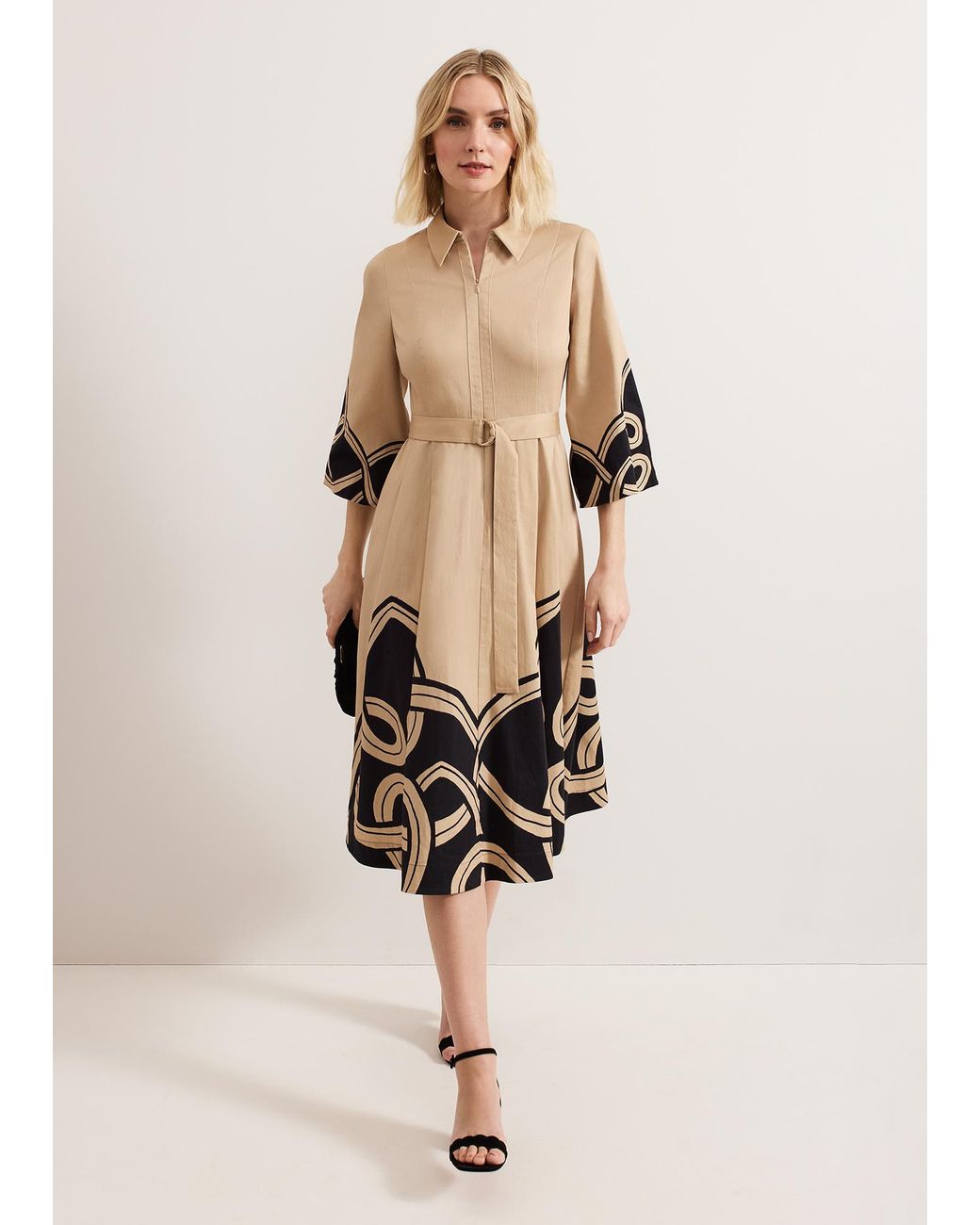 Phase Eight Natural Petite Breena Printed Midi Dress