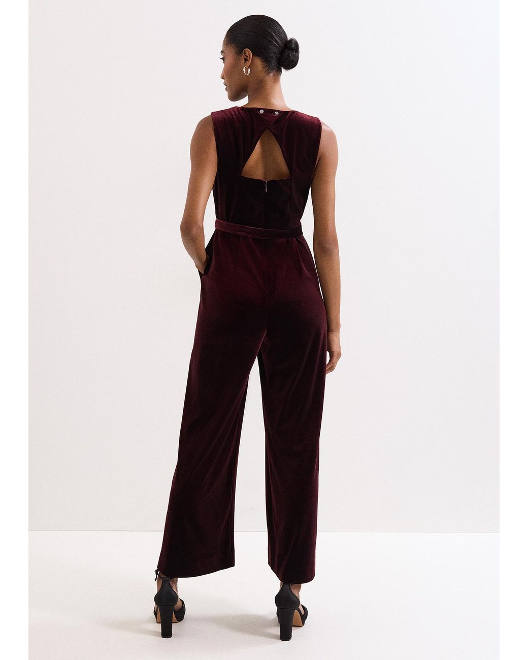 Phase Eight Red Martha Velvet Jumpsuit