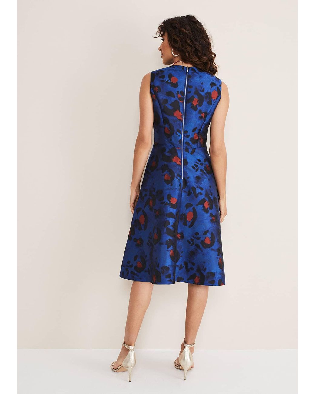 Phase Eight Blue Clarisse Print Jacquard Dress