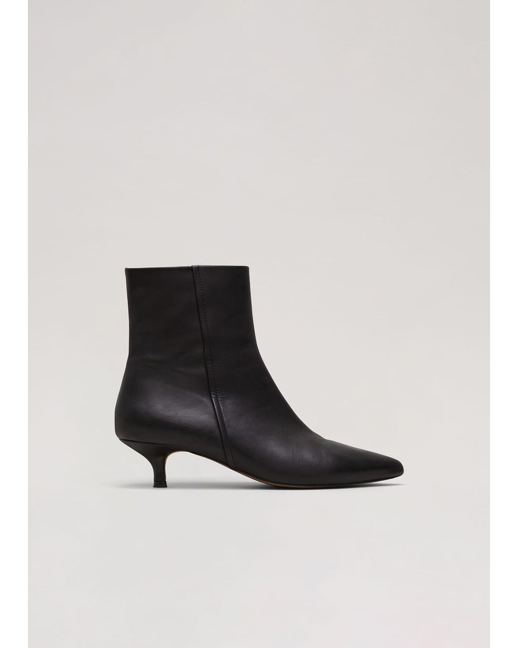 Phase Eight Black Leather Kitten Heel Boot