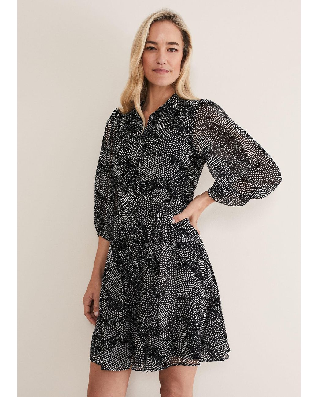 Phase Eight Multicolor Miriam Chiffon Shirt Mini Dress