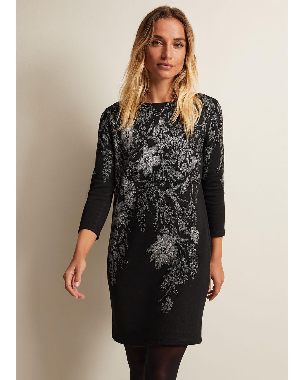 Phase Eight Black Loreina Floral Tunic Dress