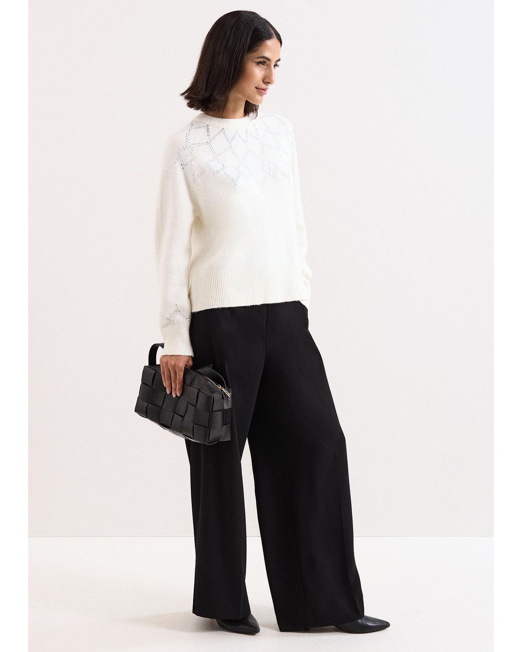 Phase Eight White Abigail Hotfix Fairisle Jumper