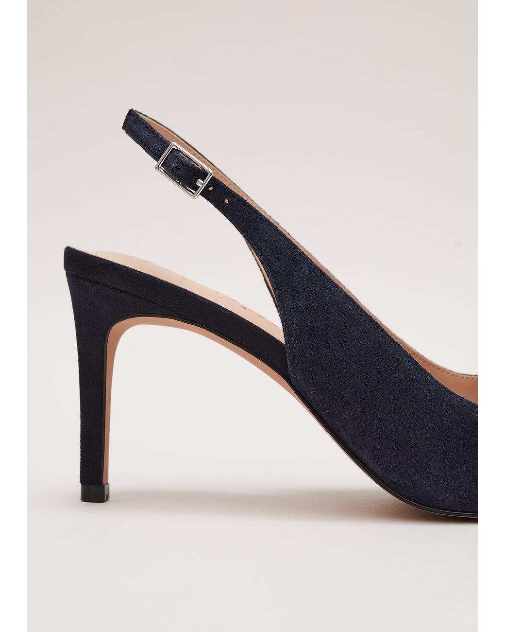 Phase Eight White Suede Pointed Bow Slingback