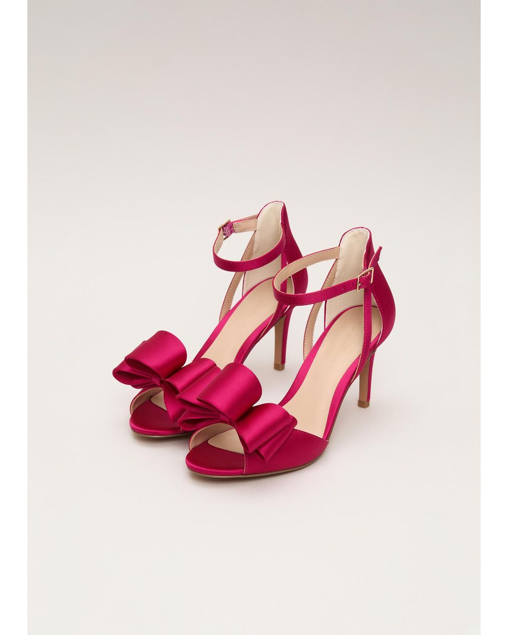 Phase Eight Pink Satin Bow Trim Sandals