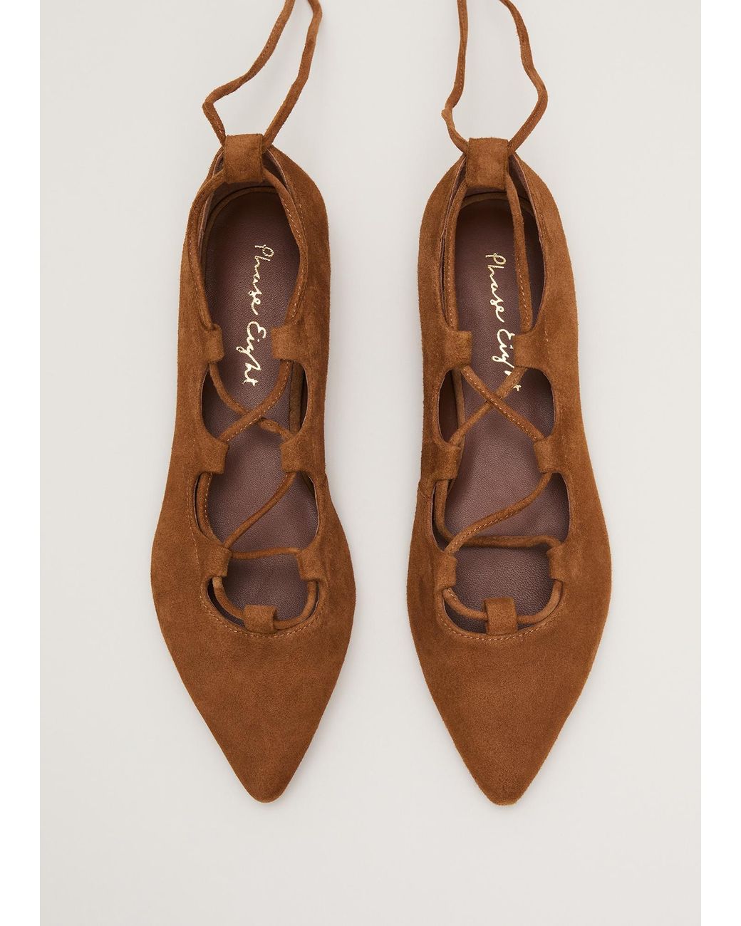 Phase Eight White Tie Ankle Flat Shoes