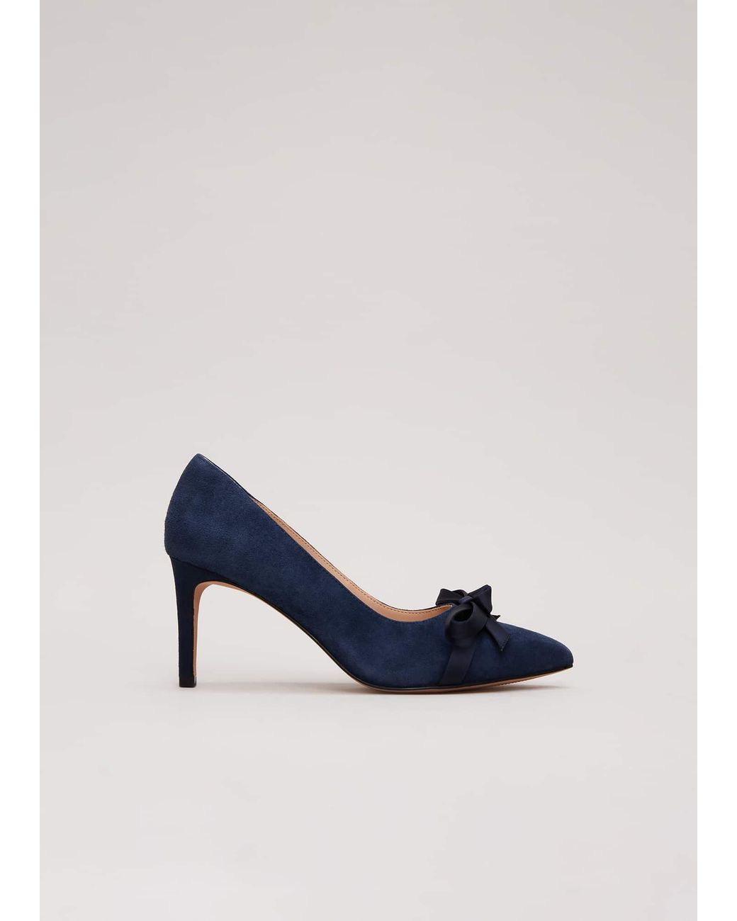 Phase Eight Blue Suede Bow Front Court Shoe