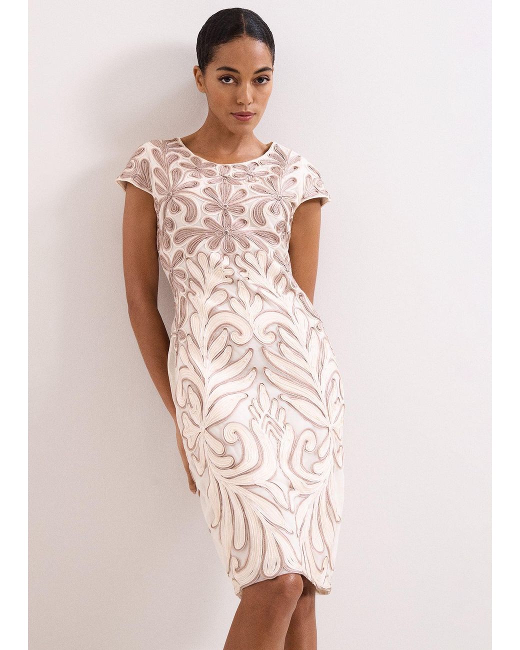Phase Eight Natural Margaret Tapework Dress