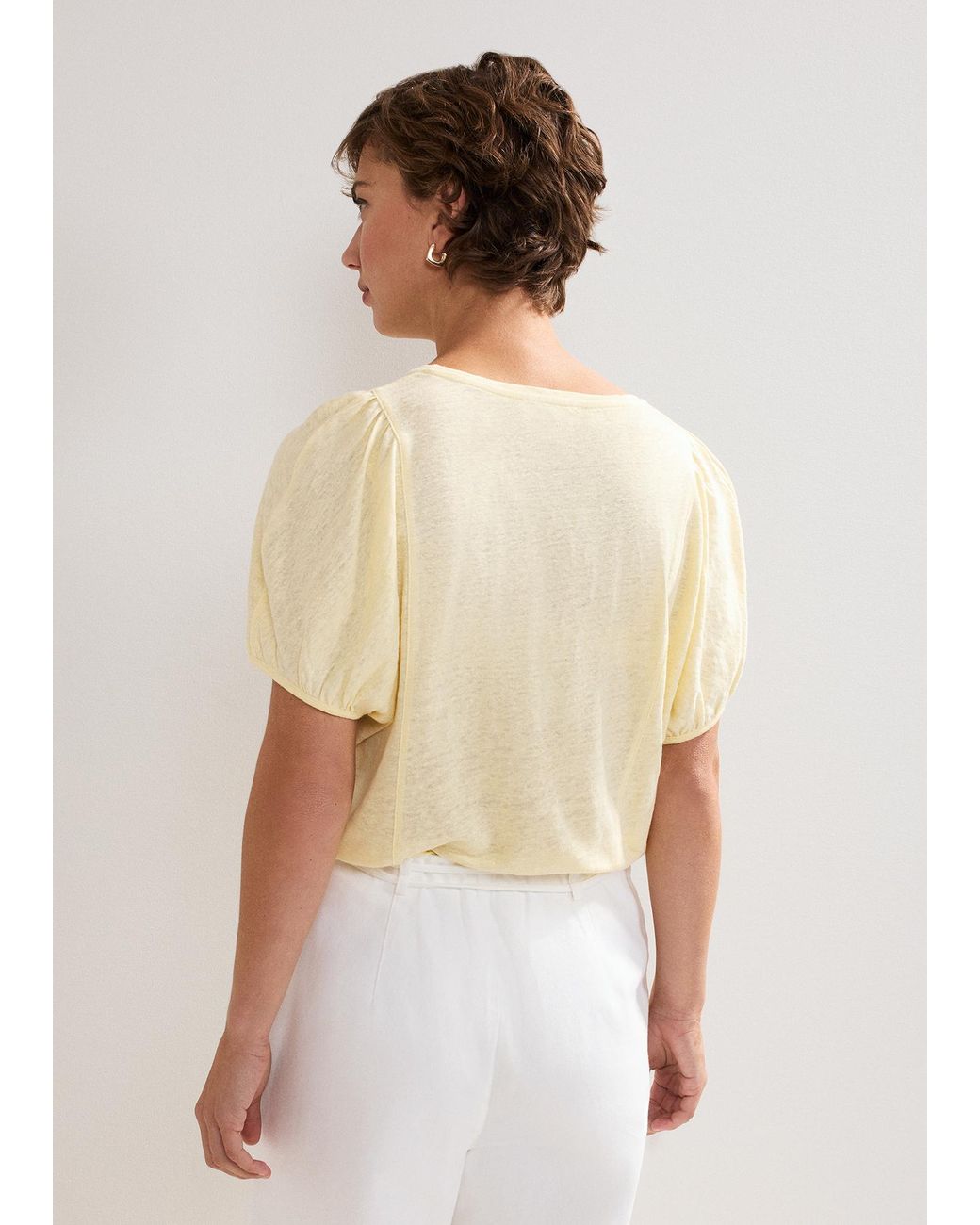 Phase Eight White Arabel Seam Detail Linen Top