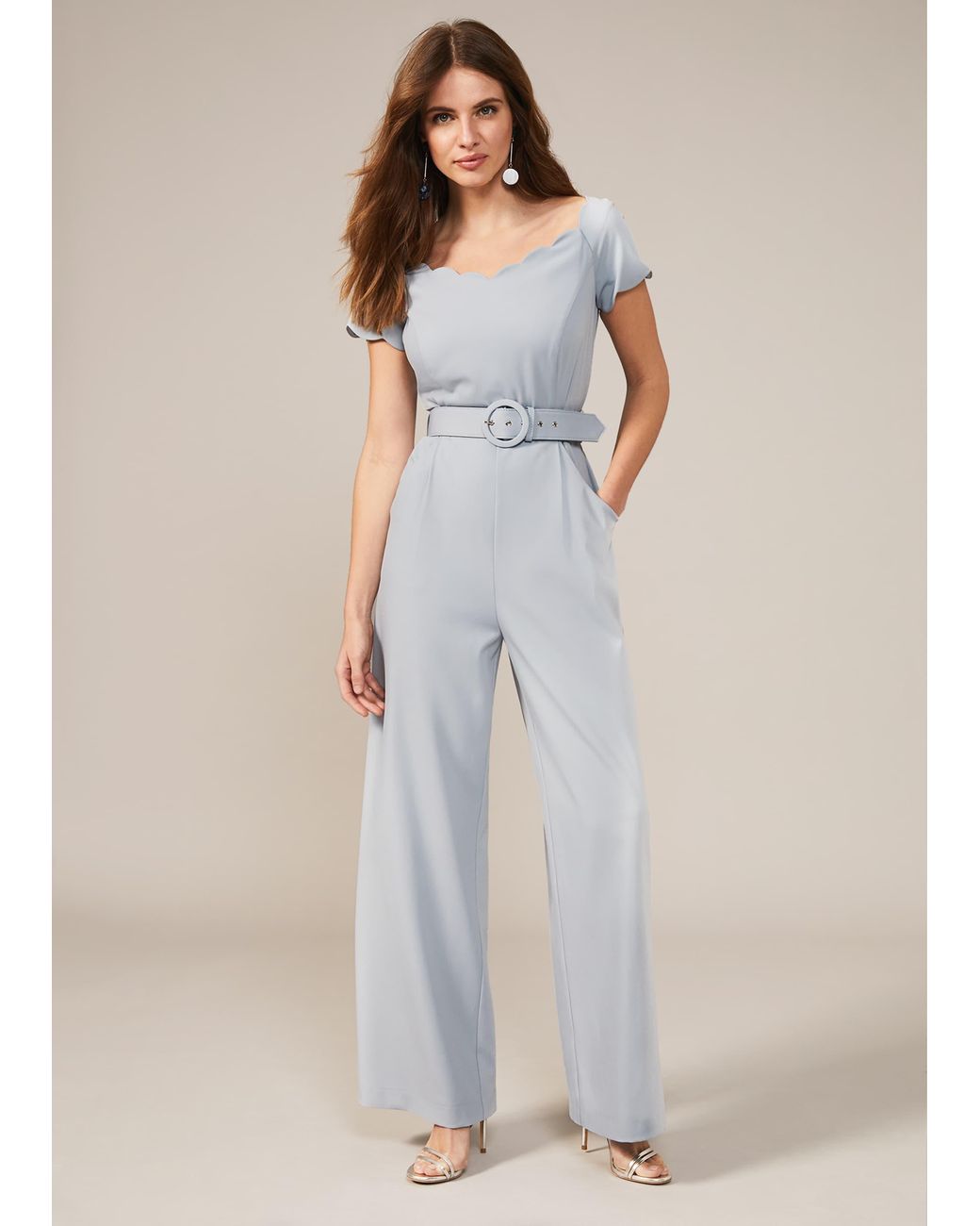 Phase Eight Blue Keke Scallop Bardot Jumpsuit